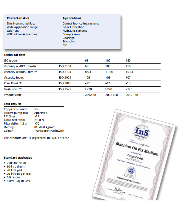 Machine Oil FG Medium